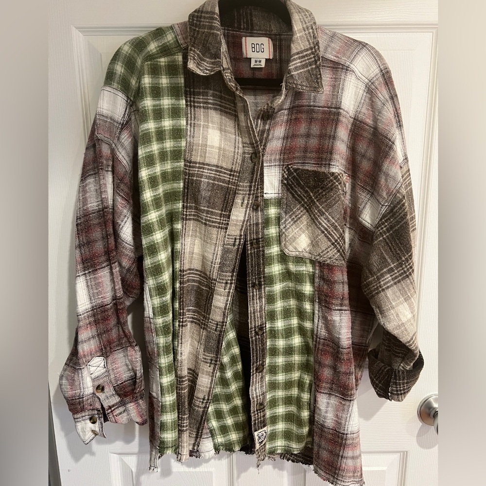 BDG | Oversized Mixed Print Flannel Shirt